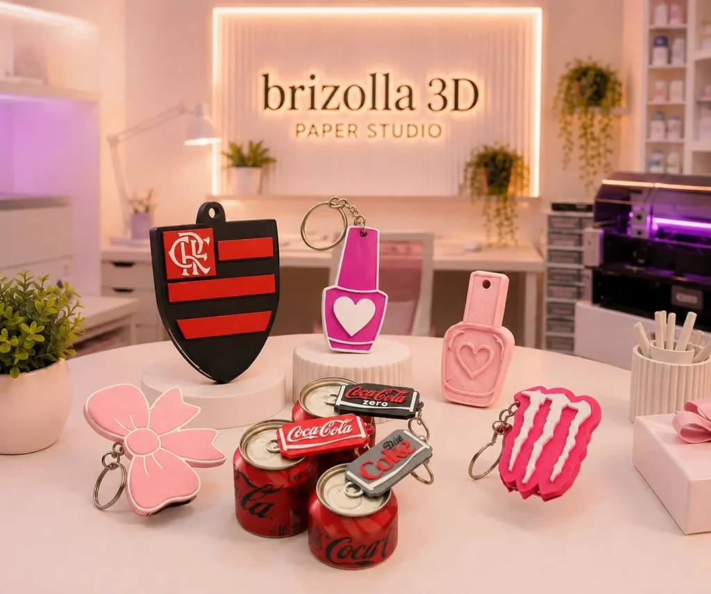 Brindes 3D - Porta chaves abridor de lata feitos em impressora 3D